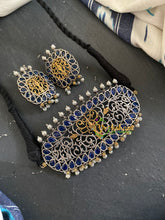 Dual Tone High Neck Choker -Blue-S734