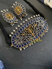 Dual Tone High Neck Choker -Blue-S734