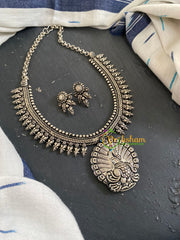 Oxidized Kolhapuri Pendant Short Neckpiece-S733