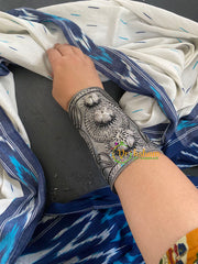 Silver Look Alike Statement Handcuff Bracelet -Floral-S756