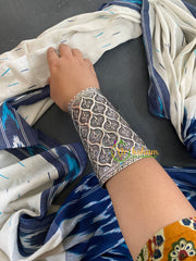 Silver Look Alike Statement Handcuff Bracelet -Mughali-S755