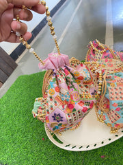 Return Gift Potli Bags -Printed Potli bag -6 pieces Set-RG005