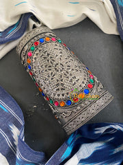 Silver Look Alike Statement Handcuff Bracelet -Multicolor circle -S754