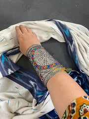 Silver Look Alike Statement Handcuff Bracelet -Multicolor circle -S754