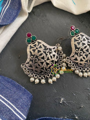 Oxidized German Silver Danglers -Pearl-S747