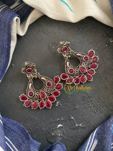 Oxidized German Silver Danglers -Maroon-S745