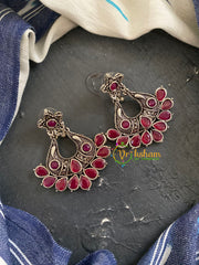Oxidized German Silver Danglers -Maroon-S745