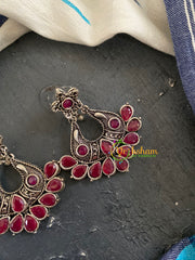 Oxidized German Silver Danglers -Maroon-S745