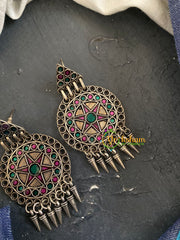 Oxidized German Silver Danglers -Purple Blue-S742