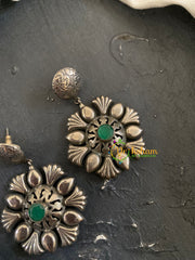 Oxidized German Silver Danglers -Green-S741