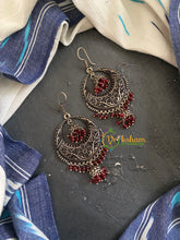 Red Oxidized German Silver Look Alike Jhumkas -S752