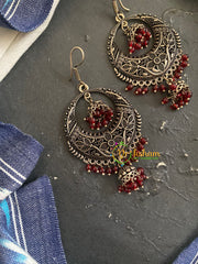 Red Oxidized German Silver Look Alike Jhumkas -S752