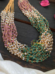 Layered Pearl and White and Pastel beads Malai -15 layers-G4705