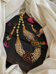 Layered Pearl White and Red Maroon Beads-G4720