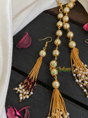 Layered Pearl White and Red Maroon Beads-G4720