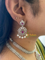 American Diamond Bridal Set-Semi Bridal Set-PINK-WHITE TONE-G6955