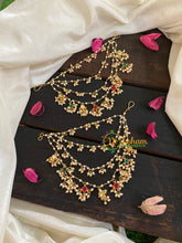 4 Layered Pearl maatil /Ear Chain-AD Stone -G4737