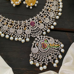 Bridal American Diamond Haram-Red-G6928