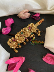Premium Gold AD Stone Peacock Hair Clip-2 Dual Peacock-H200