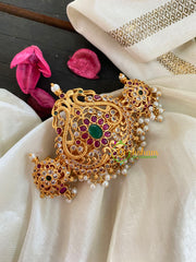 Premium Gold AD Stone Peacock Hair Clip-Dual Peacock-H201