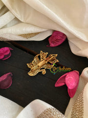 AD Stone Gold Saree Pin -Floral Dress Pin-G4758