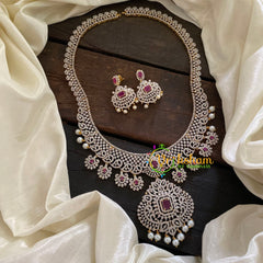 Bridal American Diamond Haram-Red-G6931