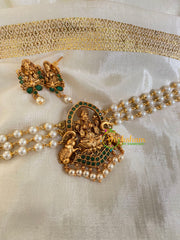 Lakshmi Pearl High Neck Choker-Green-G4961