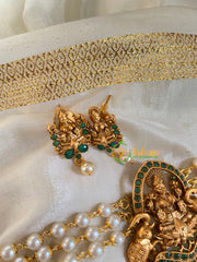 Lakshmi Pearl High Neck Choker-Green-G4961