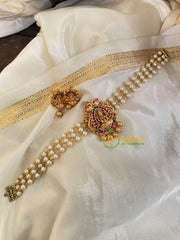 Lakshmi Pearl High Neck Choker-Red Green-G4962