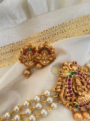 Lakshmi Pearl High Neck Choker-Red Green-G4962