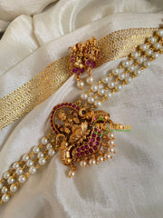 Lakshmi Pearl High Neck Choker-Red-G4963