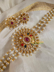 Gold look alike Pearl High Neck Choker-Navrathna-G4979