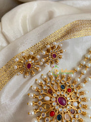 Gold look alike Pearl High Neck Choker-Navrathna-G4979