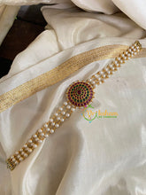 Gold look alike Pearl High Neck Choker-Red Green-G4978