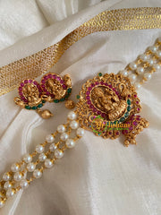 Lakshmi Pearl High Neck Choker-Red Green 2-G4965