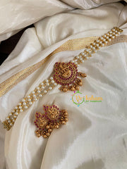 Lakshmi Pearl High Neck Choker-Red Green 2-G4965