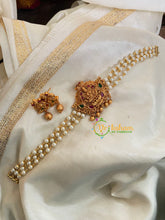 Lakshmi Pearl High Neck Choker-Red Green-G4967