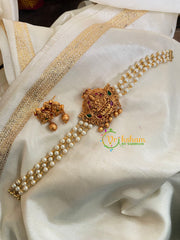 Lakshmi Pearl High Neck Choker-Red Green-G4967