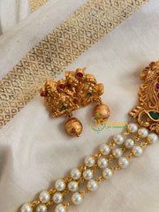 Lakshmi Pearl High Neck Choker-Red Green-G4967