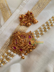 Lakshmi Pearl High Neck Choker-Red-G4969