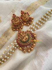 Lakshmi Pearl High Neck Choker-Red Green-G4970