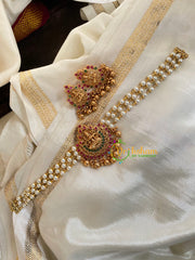 Lakshmi Pearl High Neck Choker-Red Green-G4970