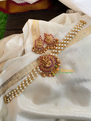 Lakshmi Pearl High Neck Choker-Red-G4971