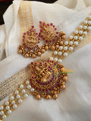 Lakshmi Pearl High Neck Choker-Red-G4971