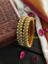 Kada Kundan Bangle -Light Green White-G4821
