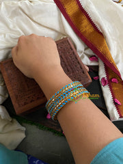 Kada Kundan Bangle -Light Blue-G4819