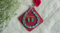 American Diamond Choker with Sea Green Stones -G1938