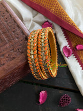 Kada Kundan Bangle -Orange-G4820
