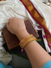 Kada Kundan Bangle -Orange-G4820