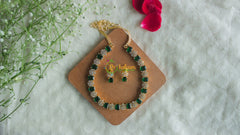 American Diamond Choker with Green Stones -G1936